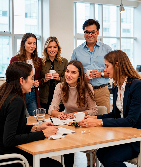 Professional woman holding a cup